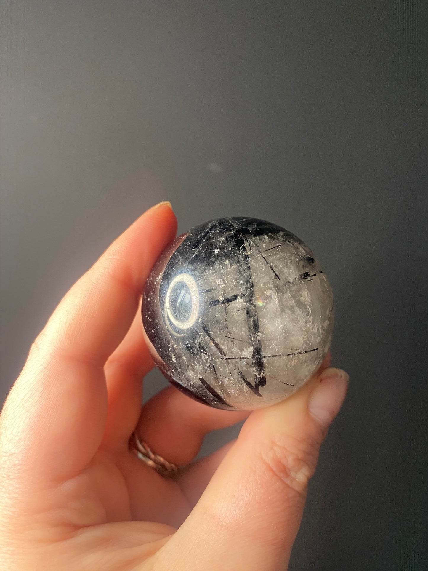 BLACK TOURMALINE IN QUARTZ SPHERES A - B