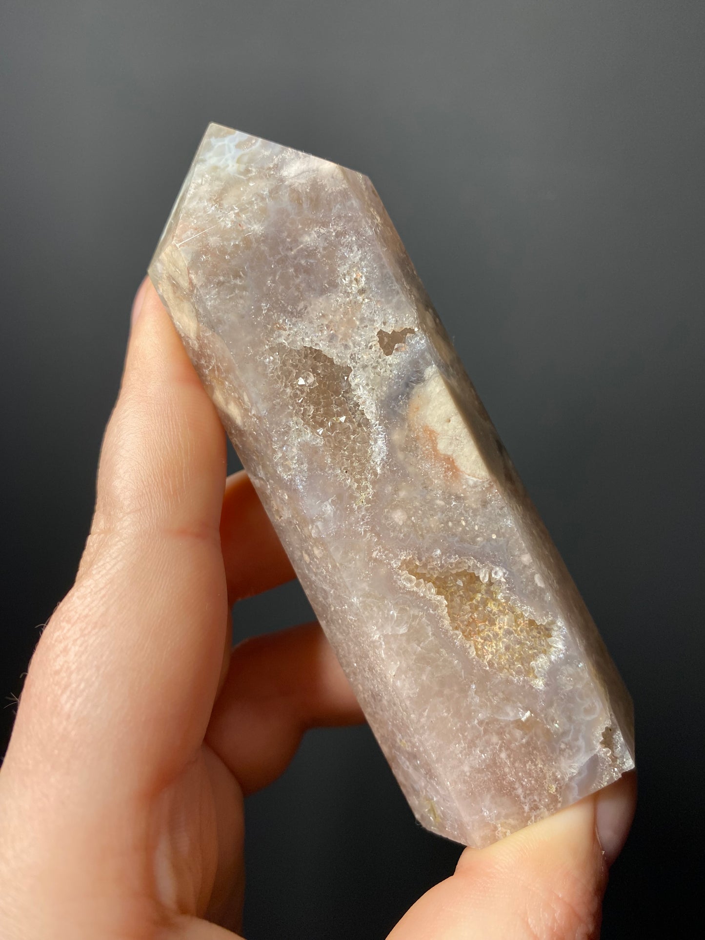 PINK AMETHYST FLOWER AGATE TOWERS F - J