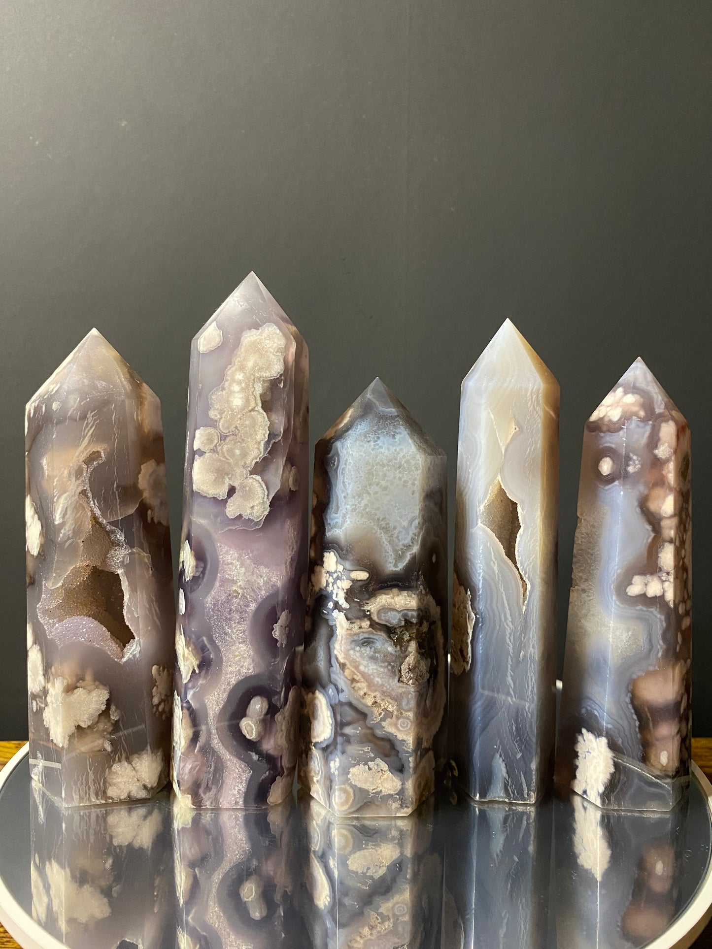 BLACK FLOWER AGATE TOWERS A - E