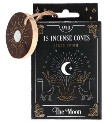 THE MOON BLACK OPIUM INCENSE CONES AND HOLDER