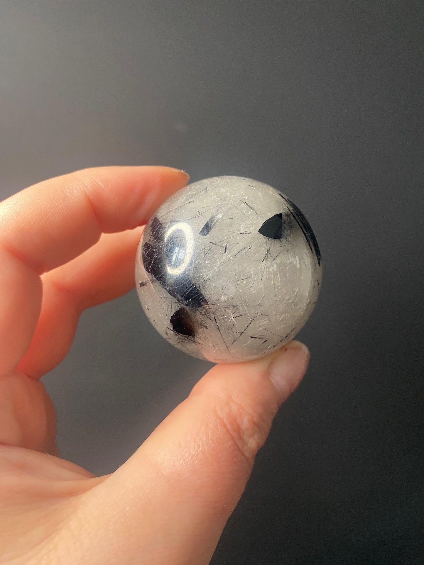 BLACK TOURMALINE IN QUARTZ SPHERES A - B