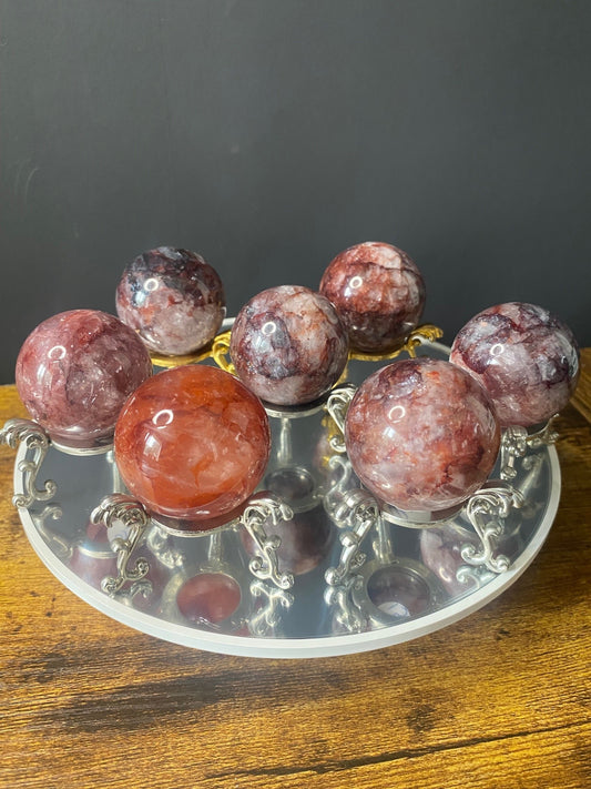 SMALL FIRE QUARTZ SPHERES A - G