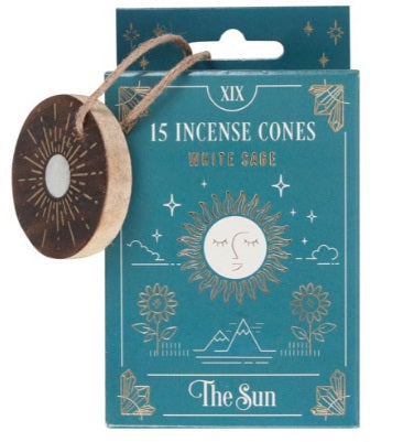 THE SUN WHITE SAGE INCENSE CONES AND HOLDER