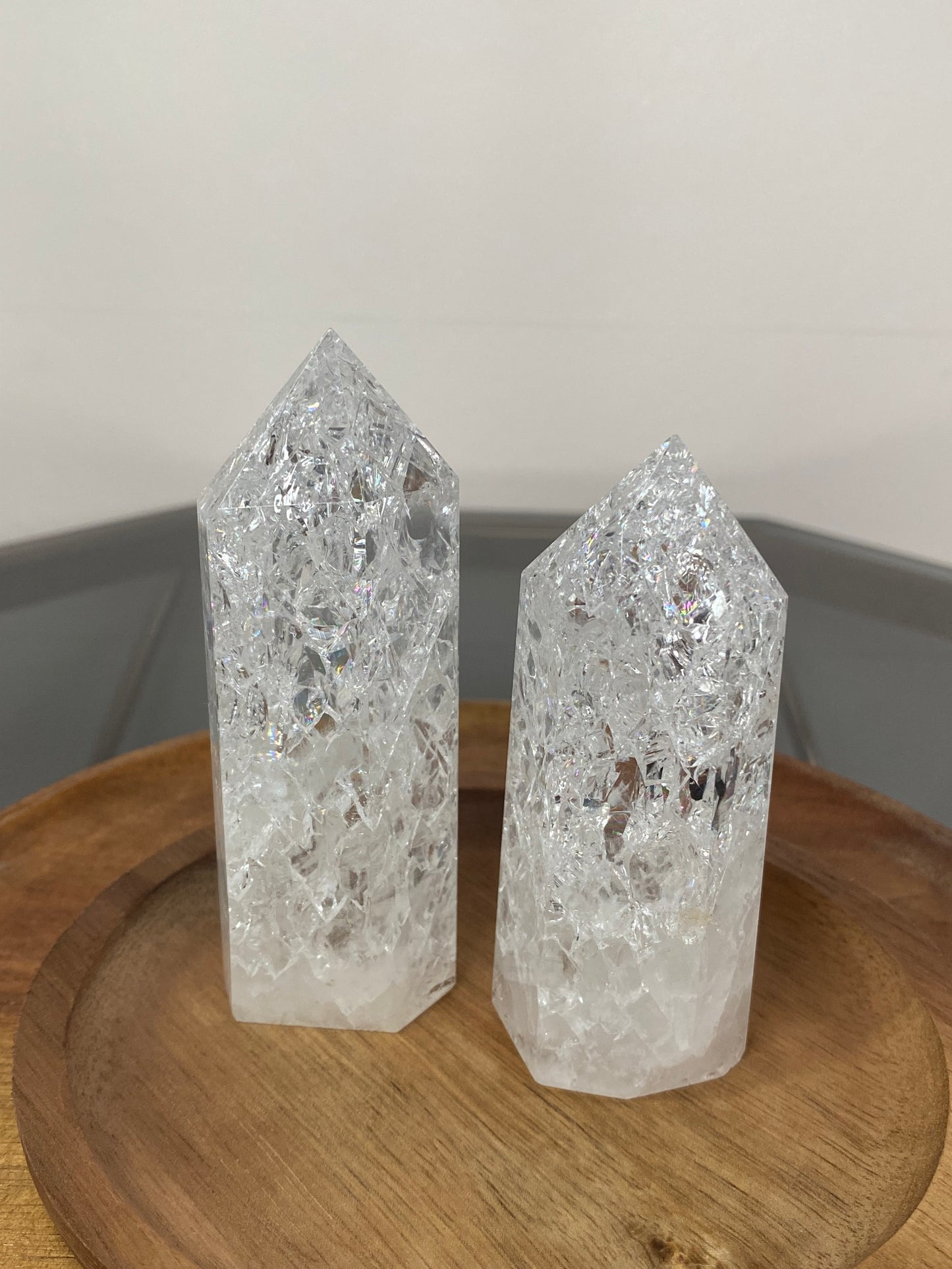 CRACKLE CLEAR QUARTZ TOWERS