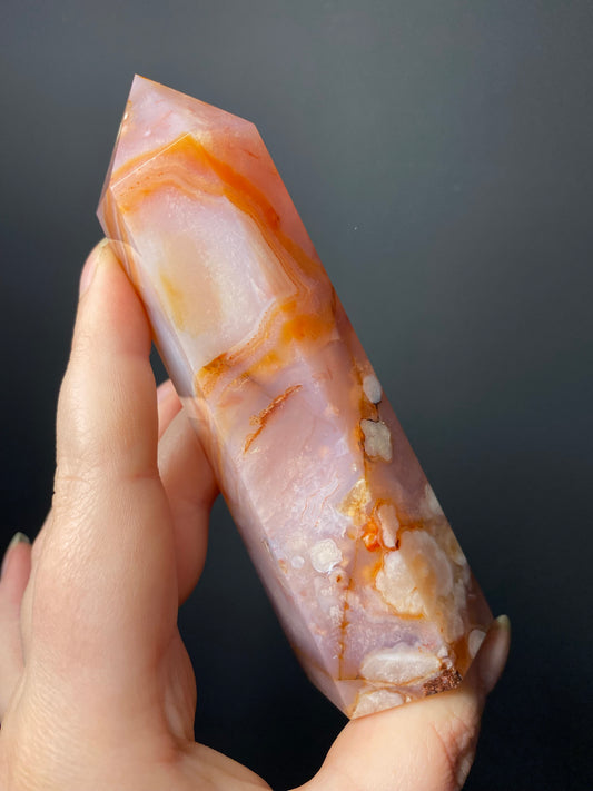 CARNELIAN FLOWER AGATE TOWERS A - E