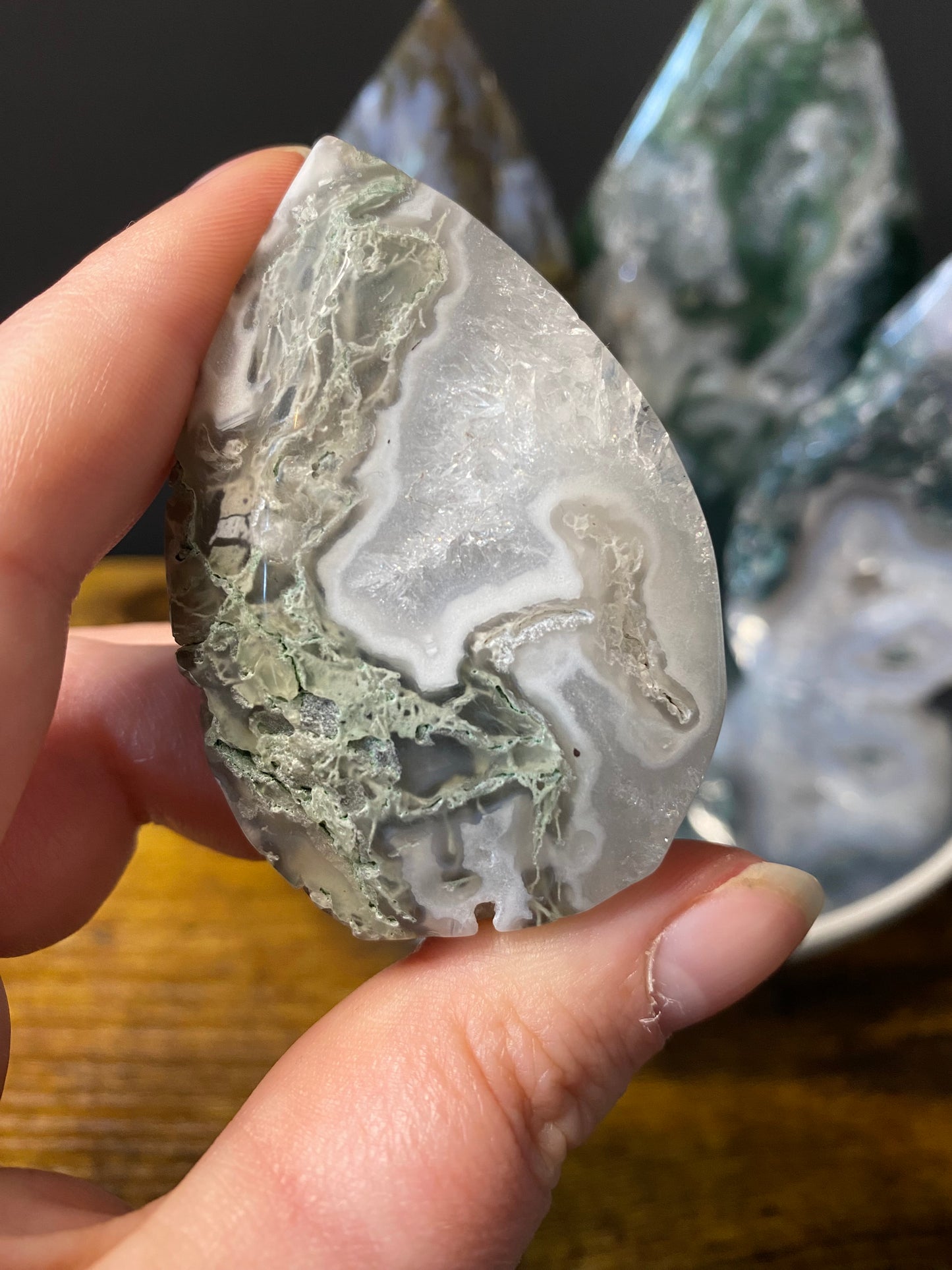 MOSS AGATE STANDS A - D