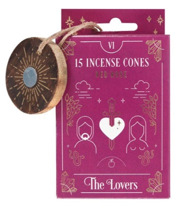 THE LOVERS RED ROSE INCENSE CONES AND HOLDER