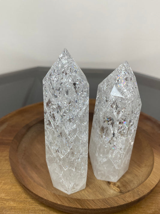 CRACKLE CLEAR QUARTZ TOWERS