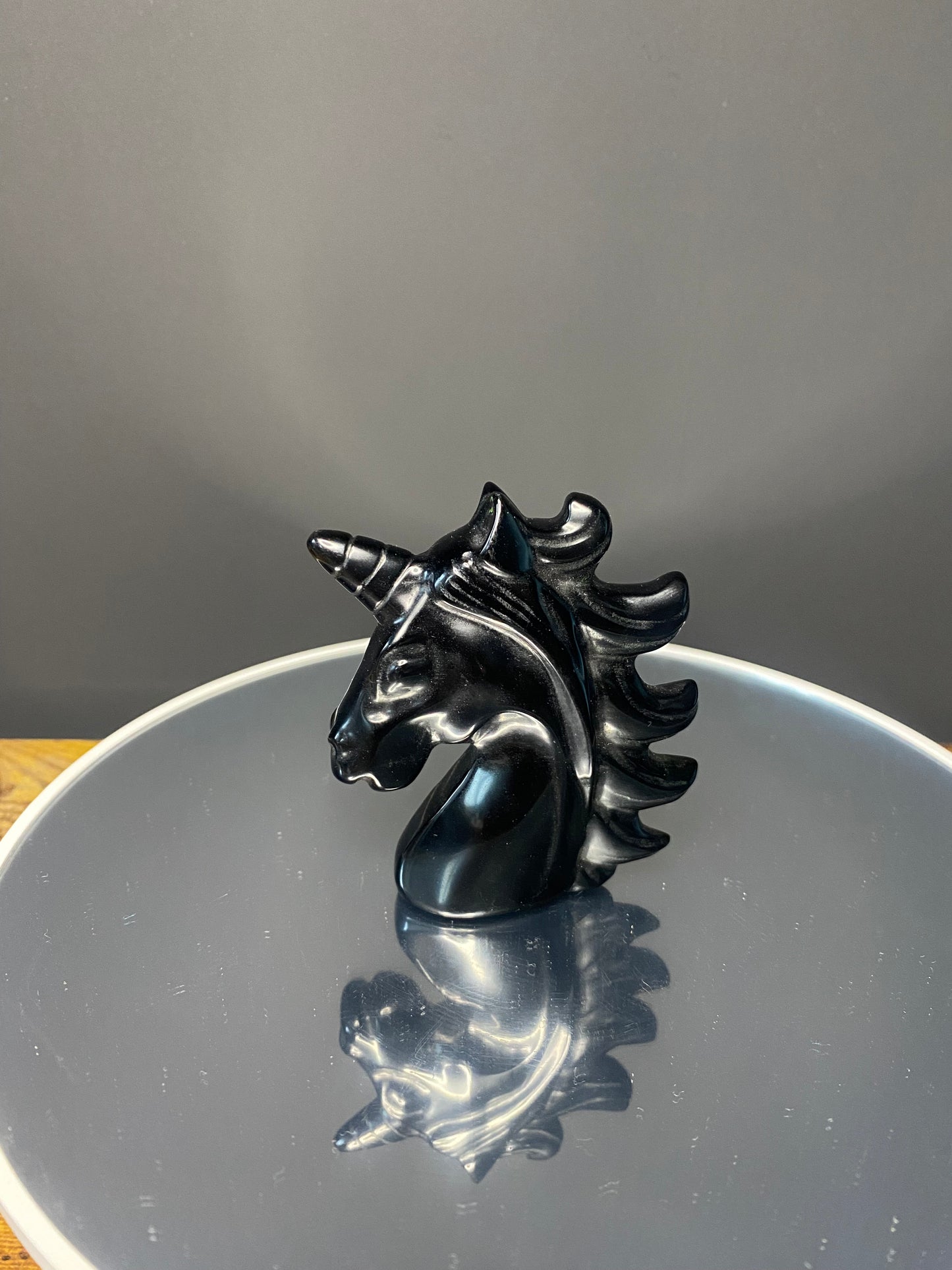 BLACK OBSIDIAN UNICORN CARVING