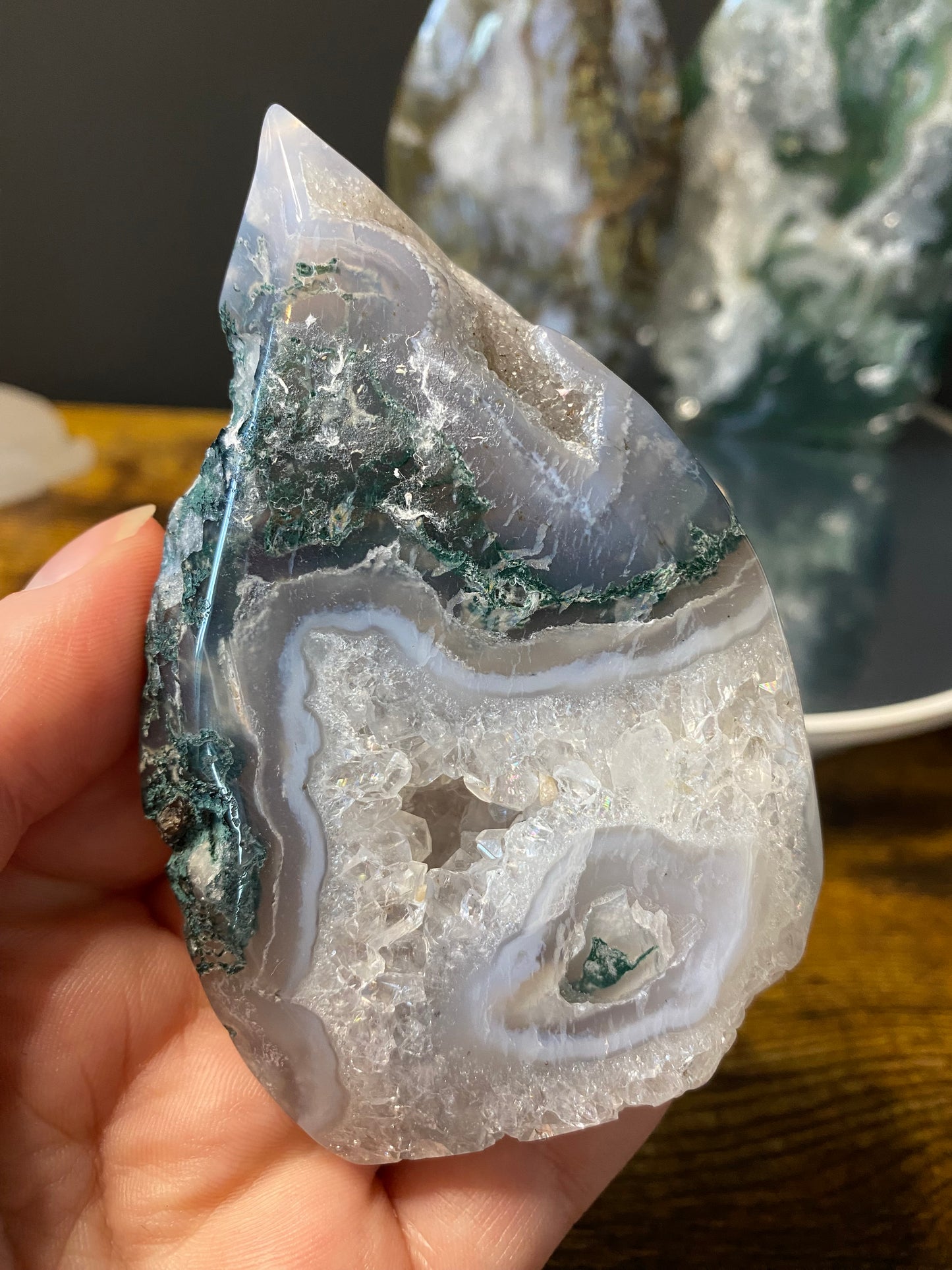 MOSS AGATE STANDS A - D