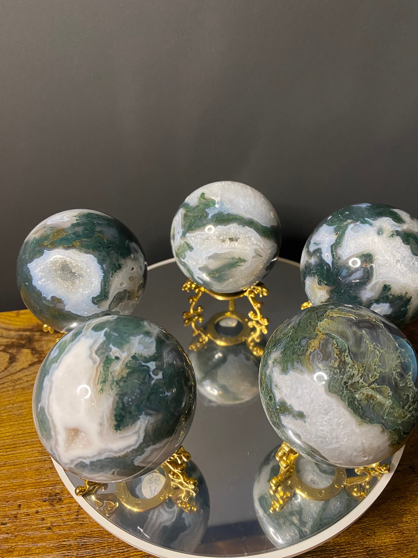 MOSS AGATE SPHERES A - E