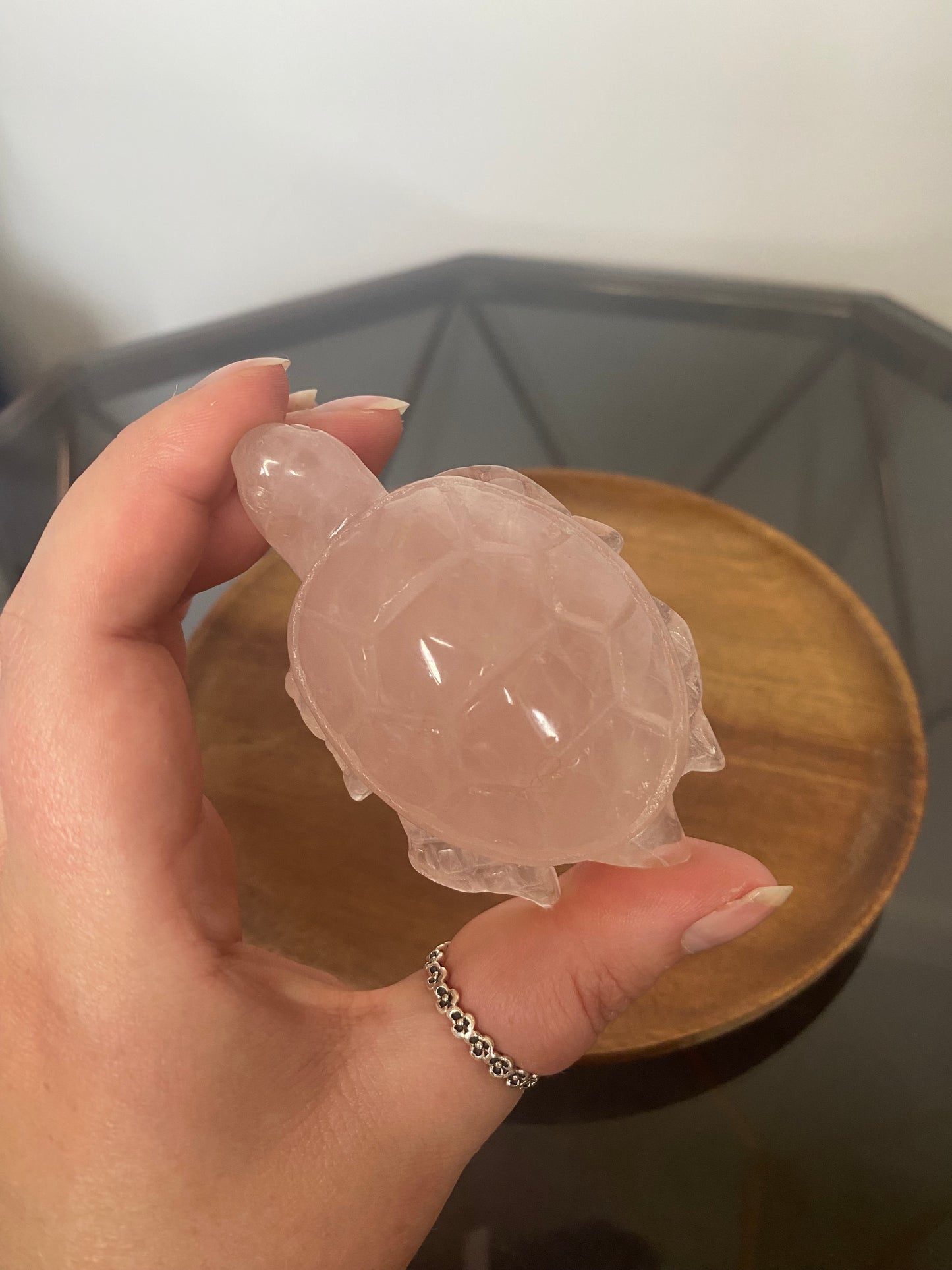 ROSE QUARTZ TURTLE CARVING