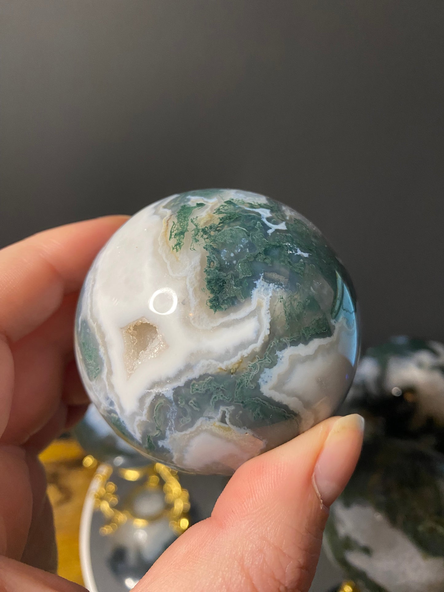 MOSS AGATE SPHERES A - E