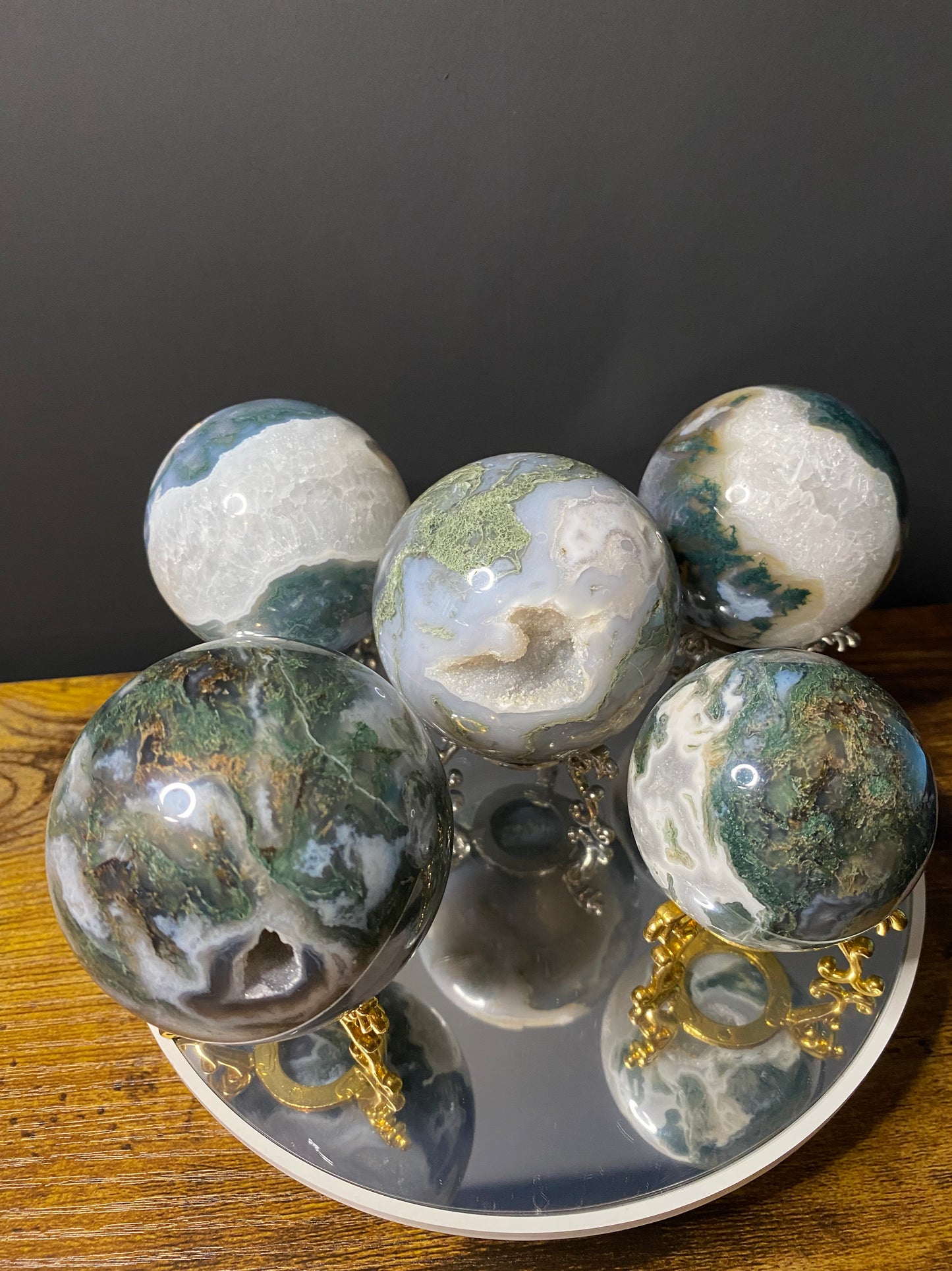 MOSS AGATE SPHERES F - J