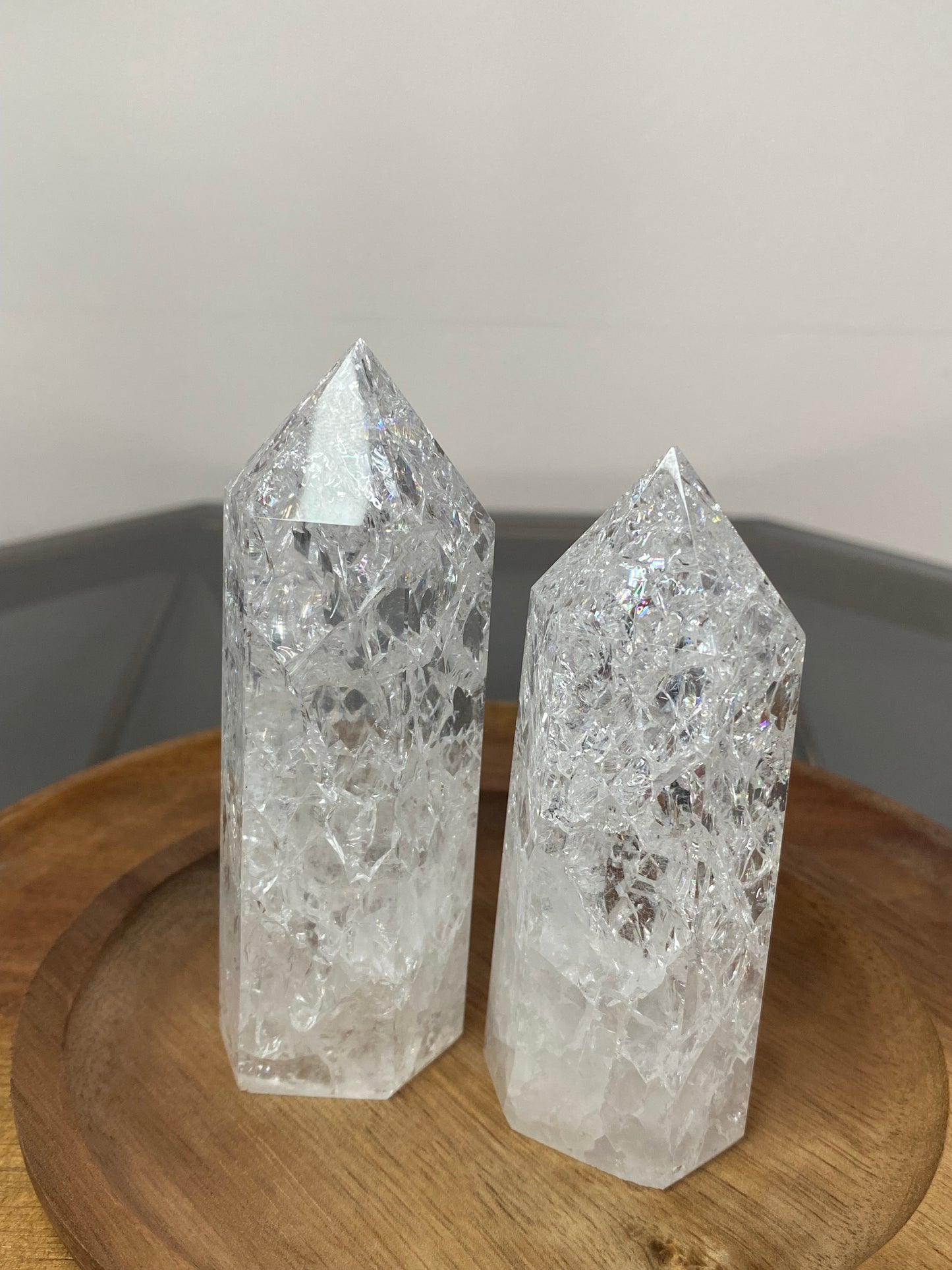 CRACKLE CLEAR QUARTZ TOWERS