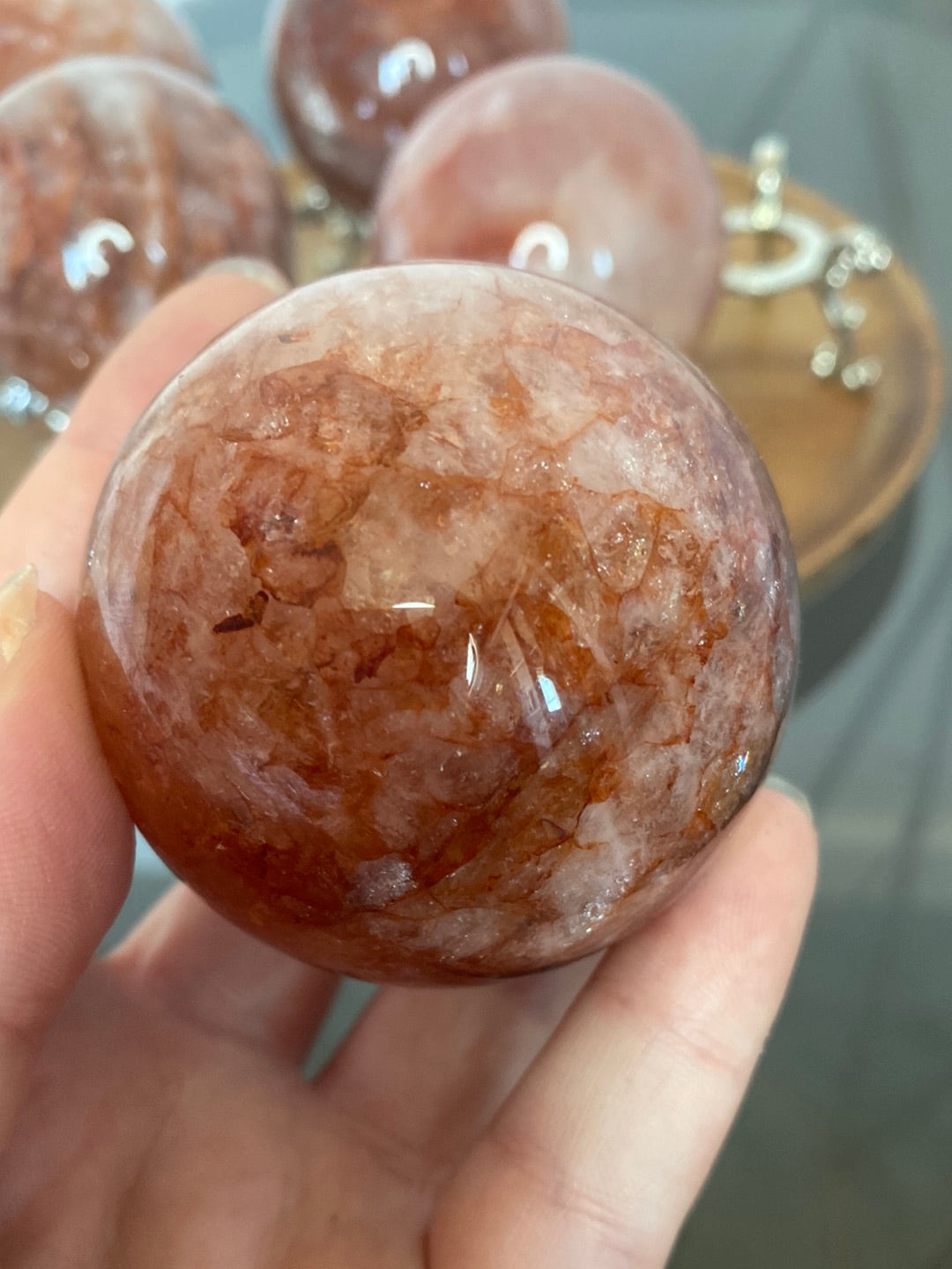 LARGE FIRE QUARTZ SPHERES A - E