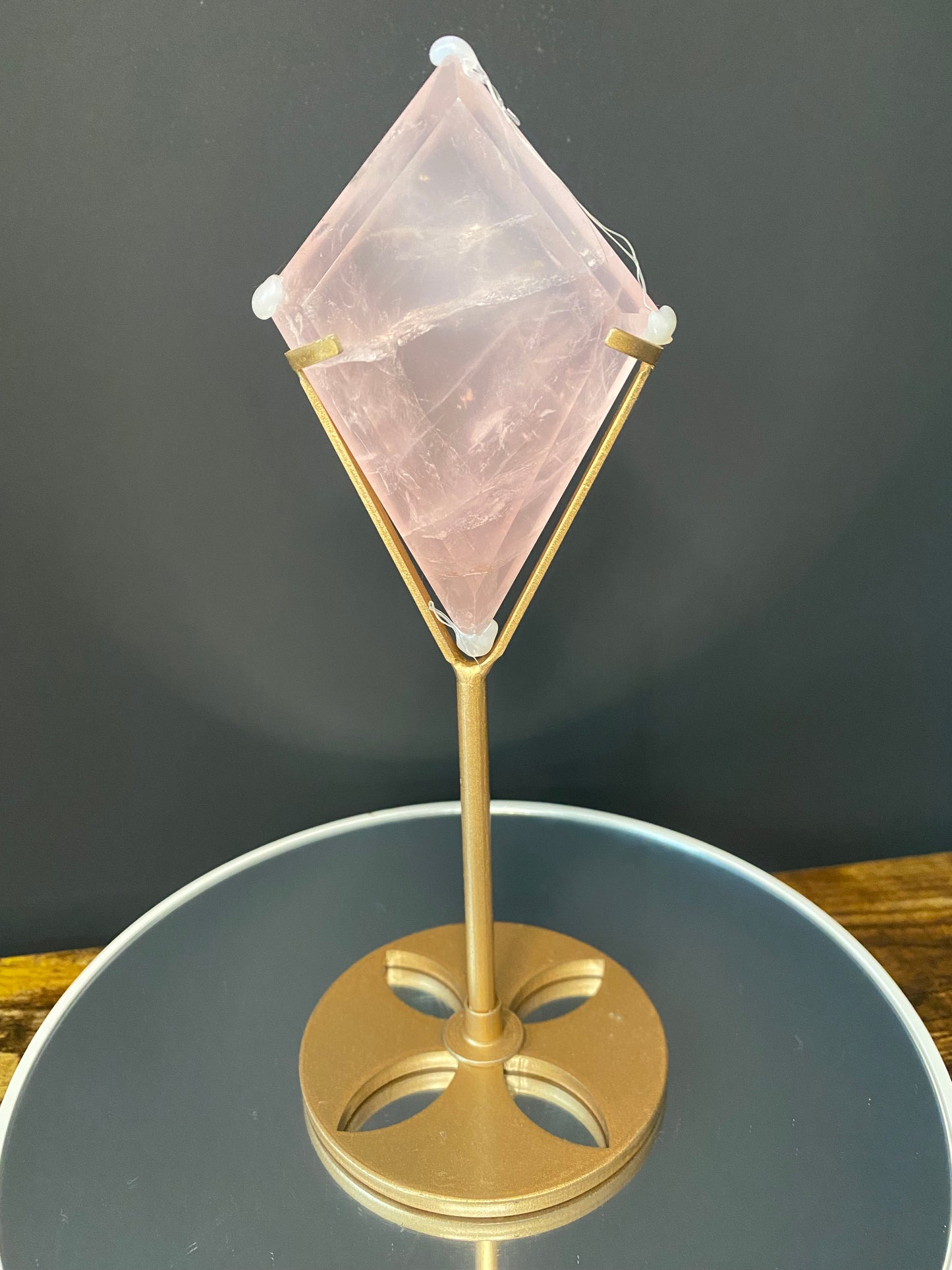 ROSE QUARTZ CARVING ON STAND