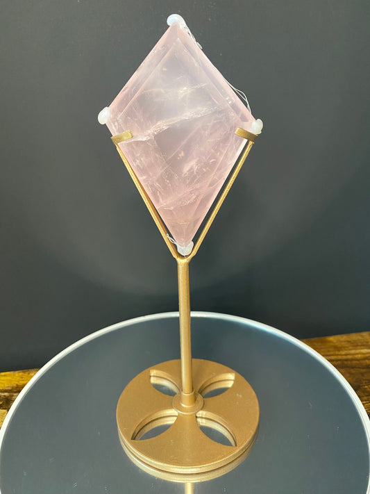 ROSE QUARTZ CARVING ON STAND