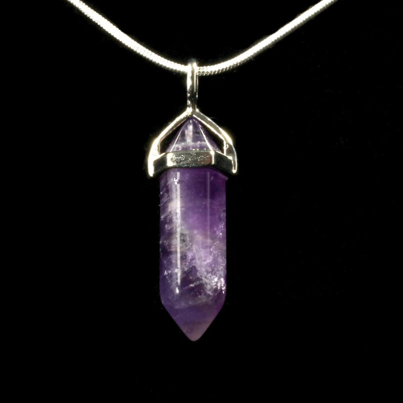 AMETHYST CRYSTAL POINT PENDANT WITH CHAIN