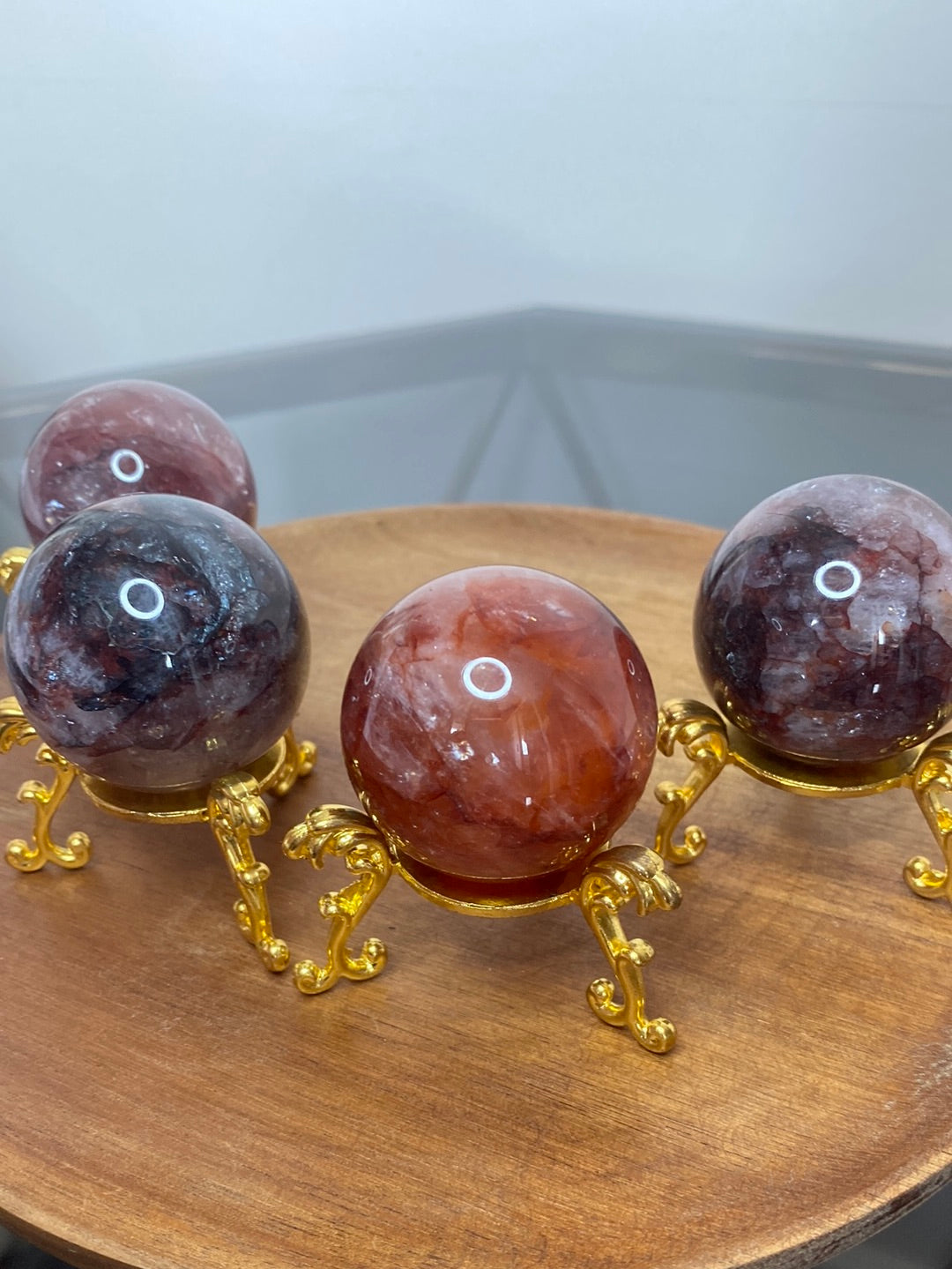 MEDIUM FIRE QUARTZ SPHERES A - D