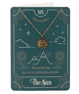 THE SUN TAROT NECKLACE ON GREETING CARD