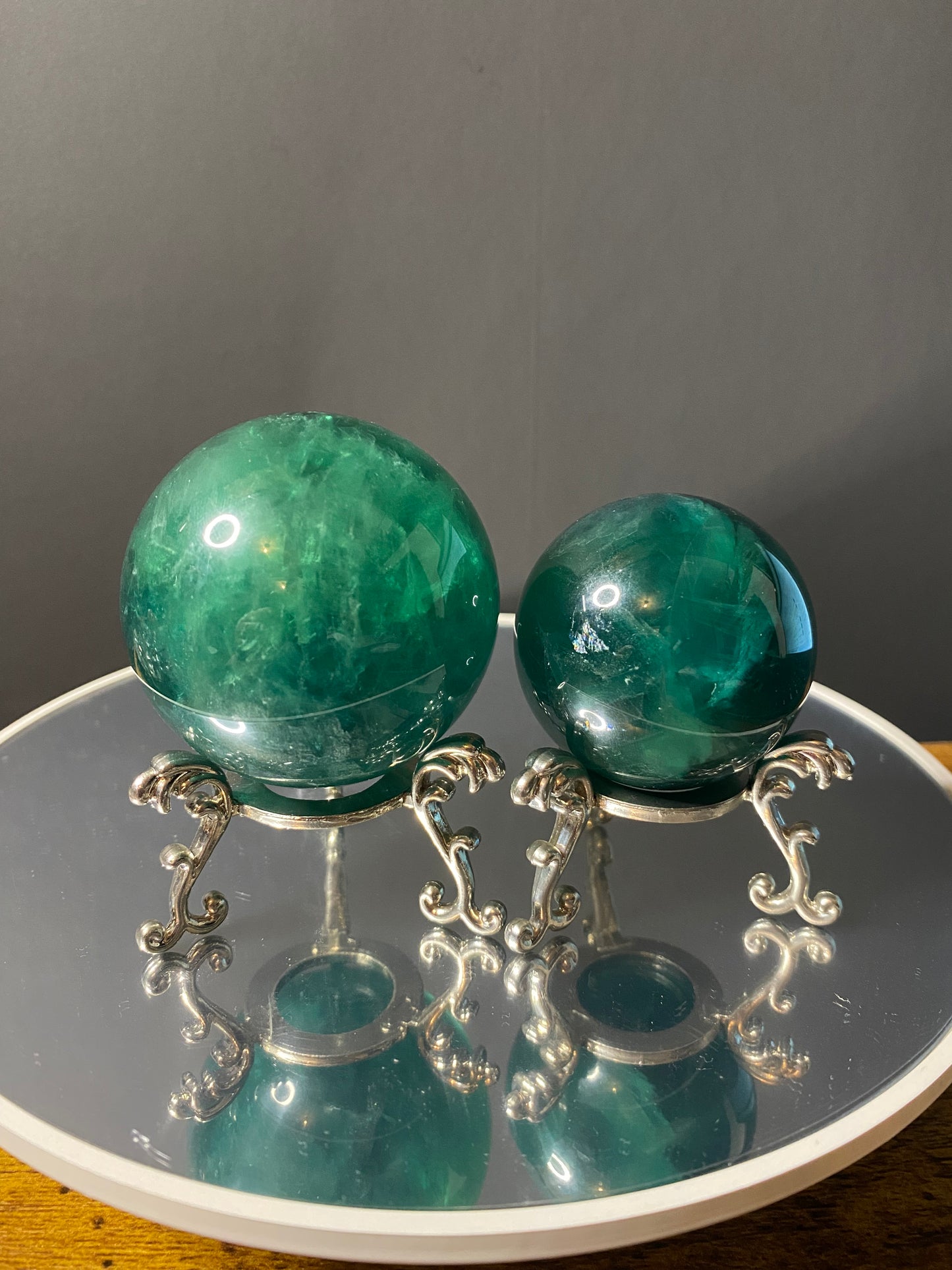 GREEN FLUORITE SPHERES