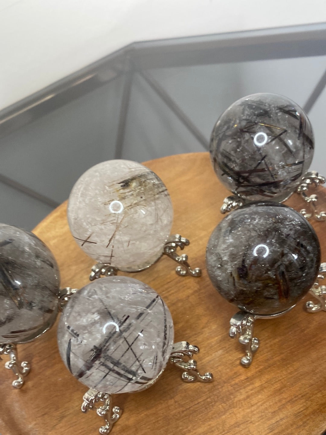 RUTILATED QUARTZ SPHERES A - E