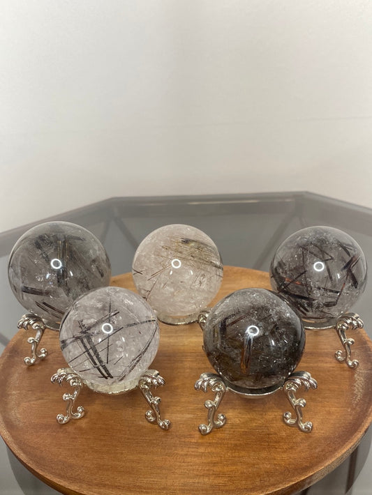 RUTILATED QUARTZ SPHERES A - E