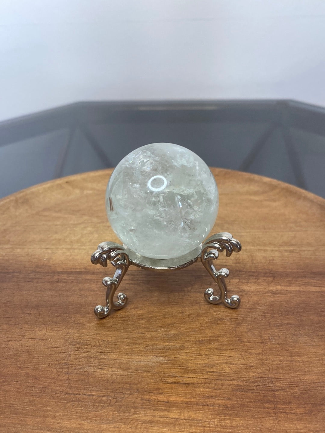 GREEN AMETHYST SPHERE WITH RAINBOWS