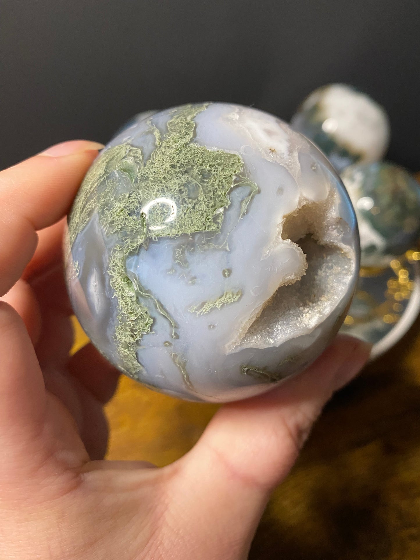 MOSS AGATE SPHERES F - J