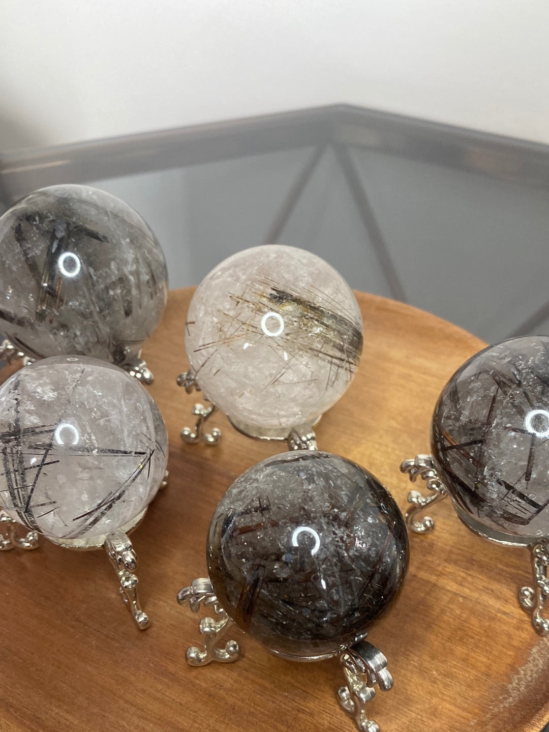 RUTILATED QUARTZ SPHERES A - E