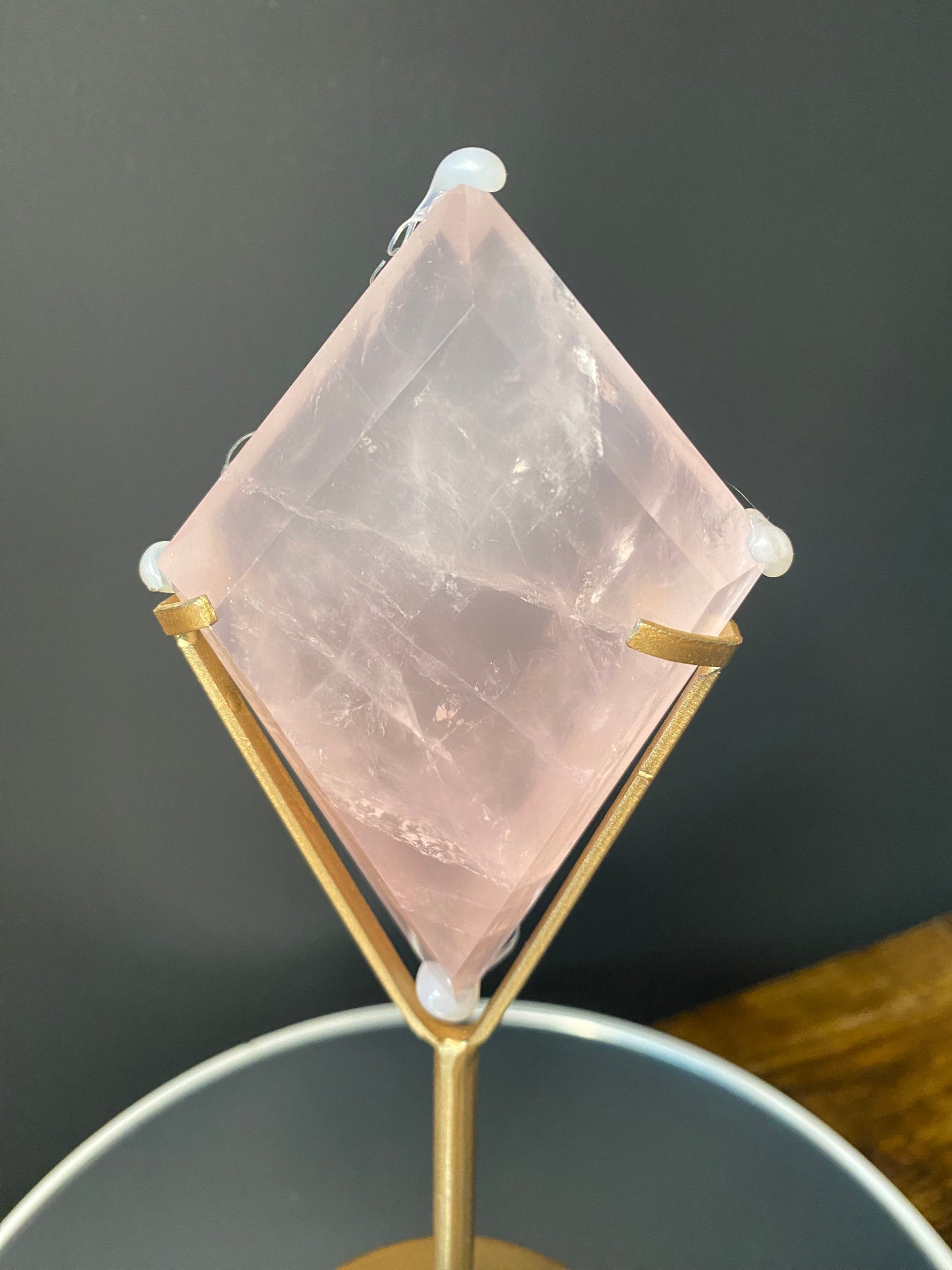 ROSE QUARTZ CARVING ON STAND