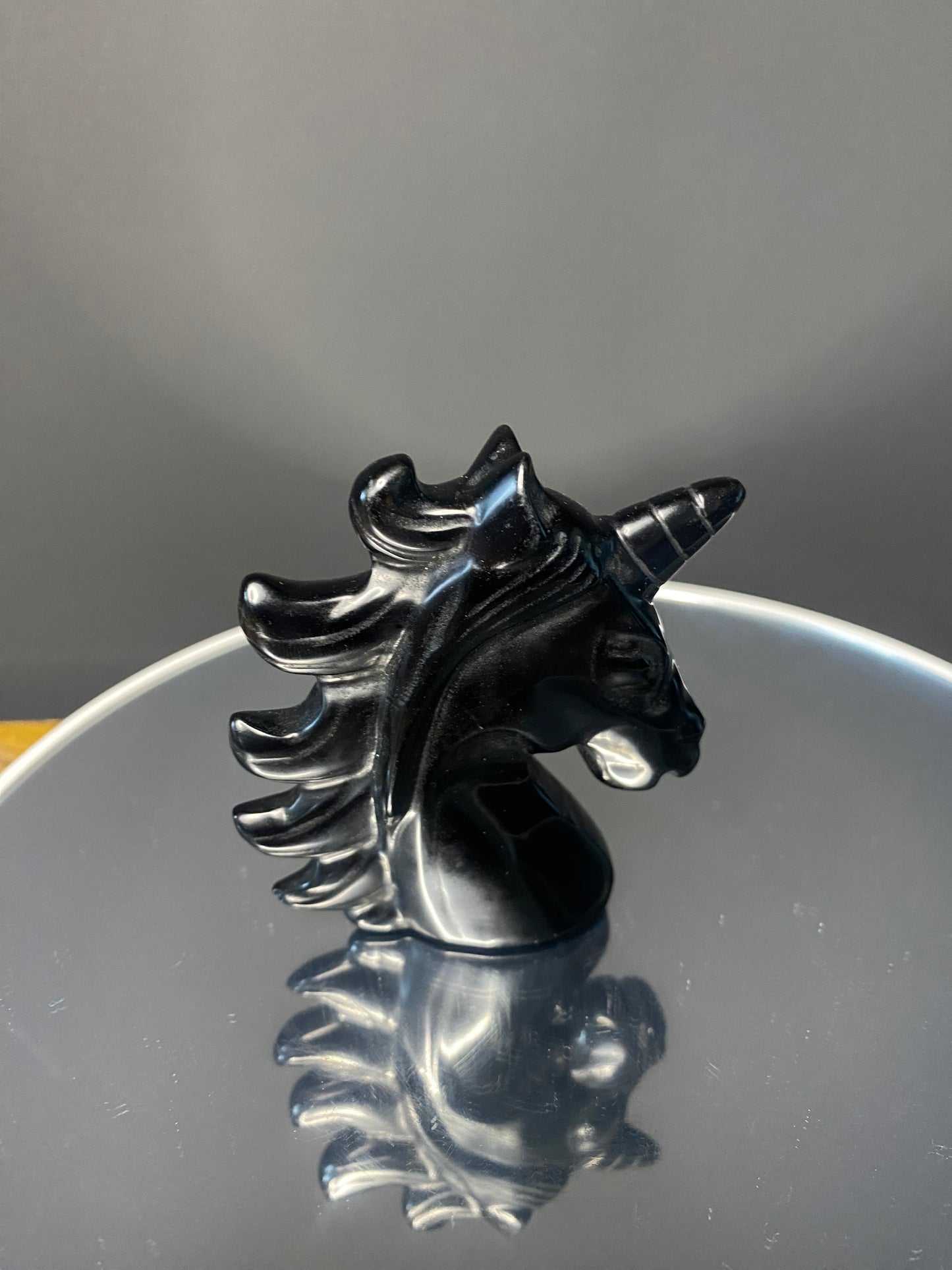 BLACK OBSIDIAN UNICORN CARVING