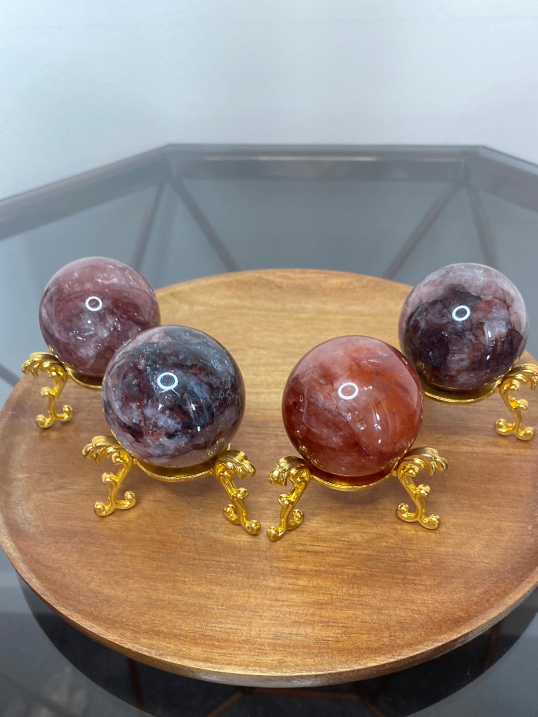 MEDIUM FIRE QUARTZ SPHERES A - D