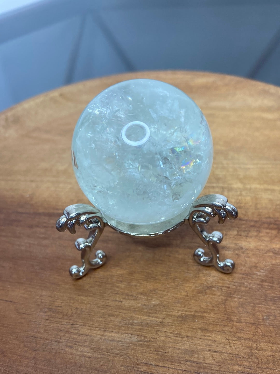 GREEN AMETHYST SPHERE WITH RAINBOWS