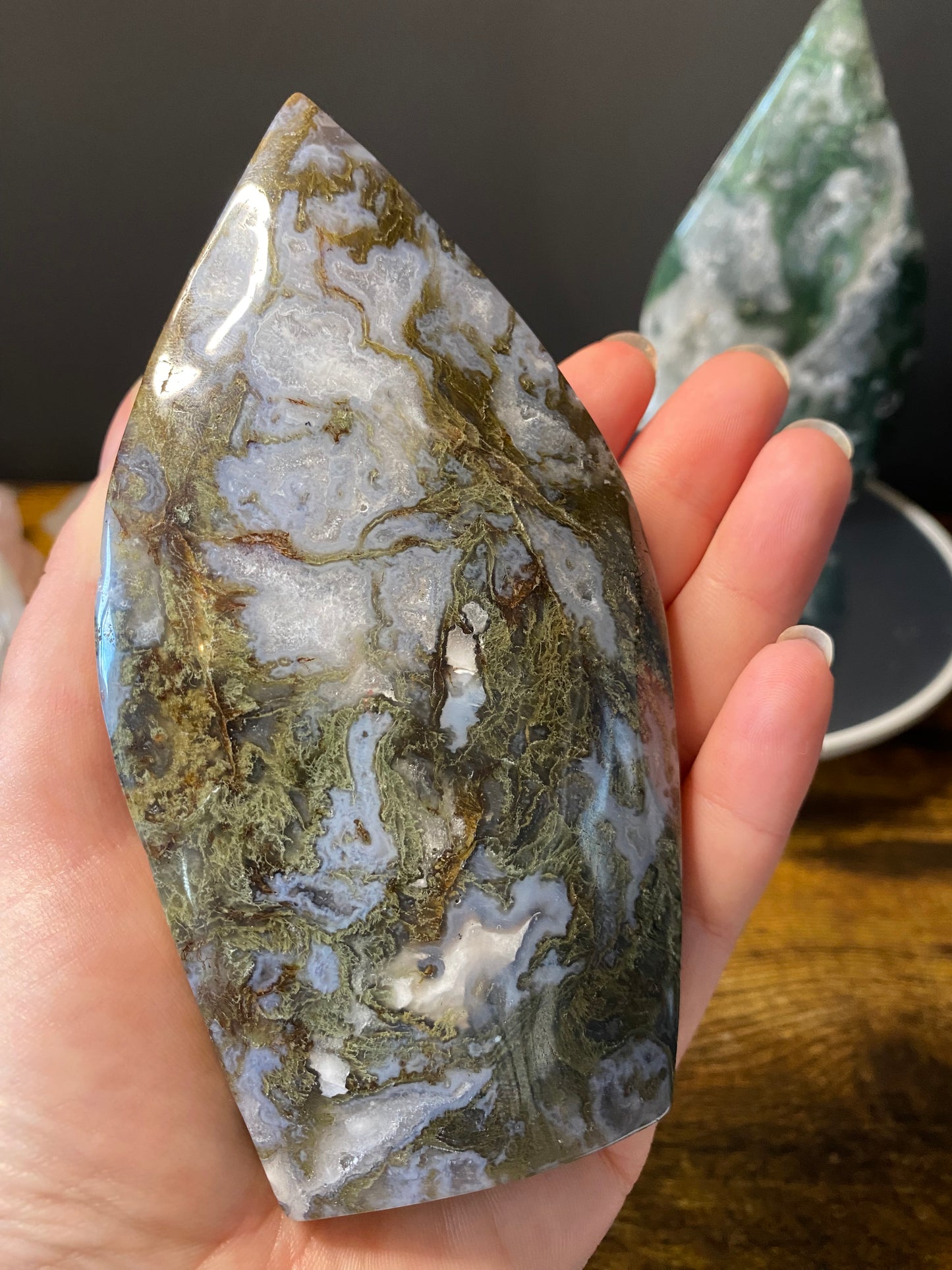 MOSS AGATE STANDS A - D