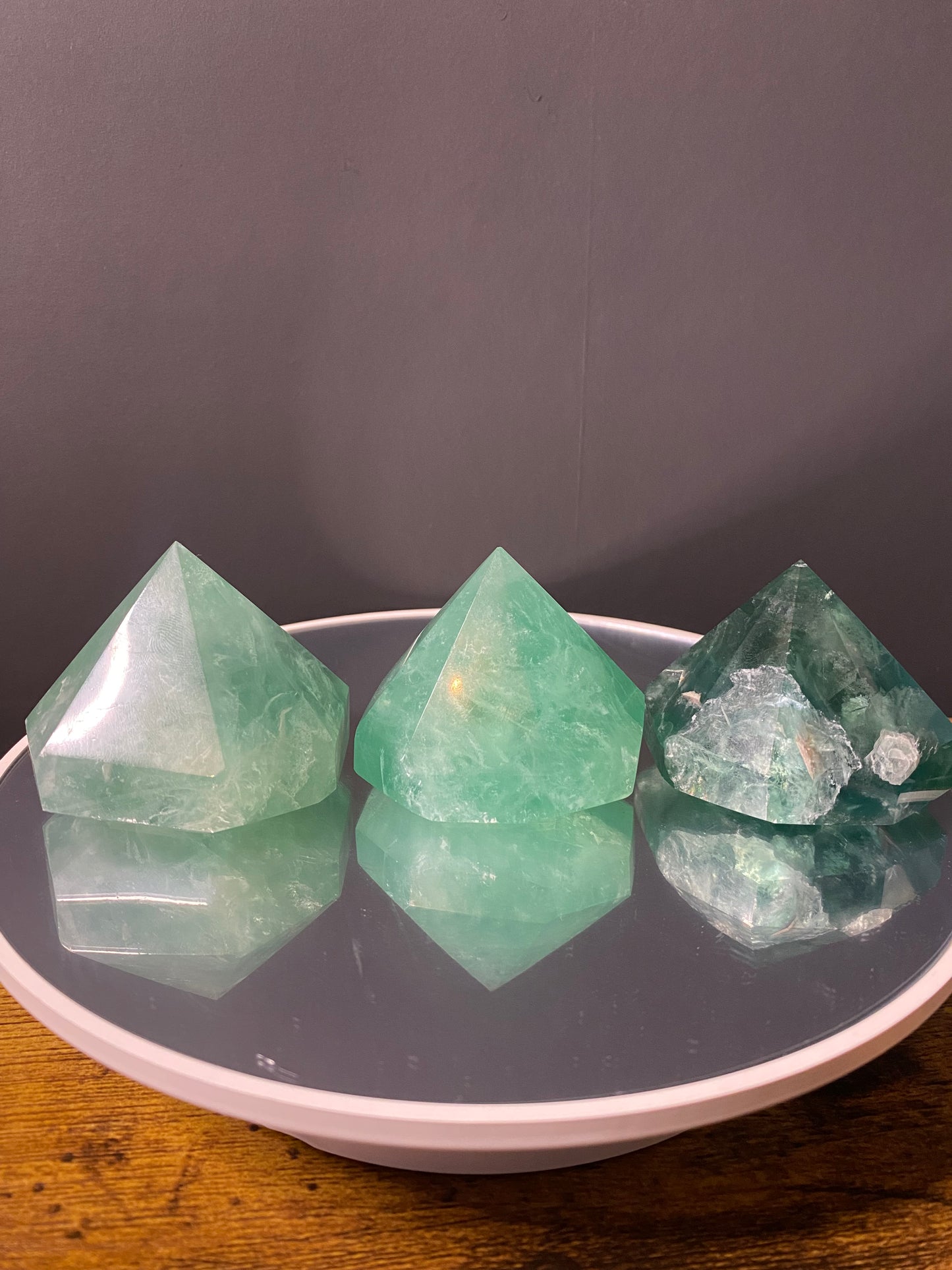 GREEN FLUORITE DIAMOND CARVINGS