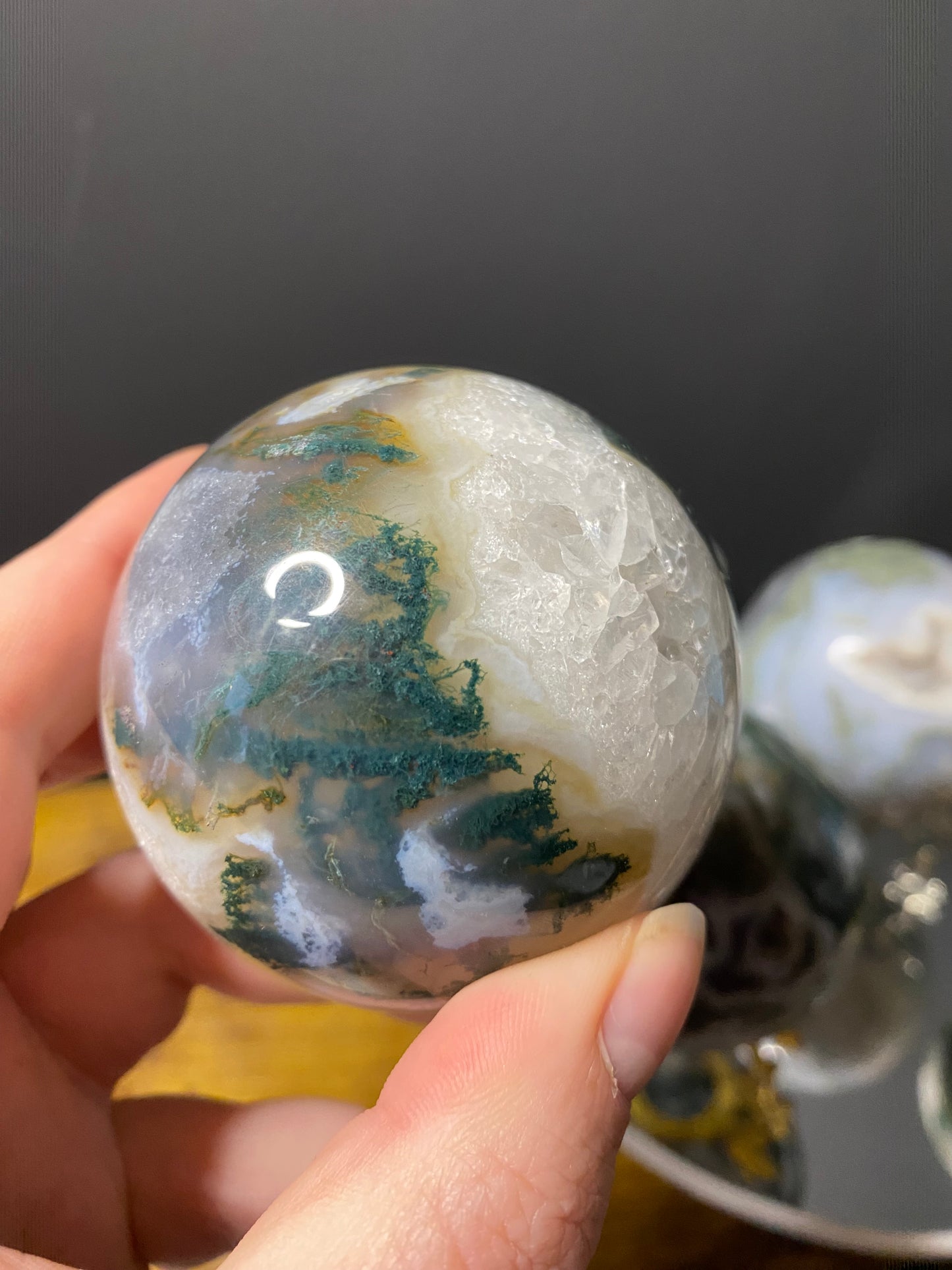 MOSS AGATE SPHERES F - J