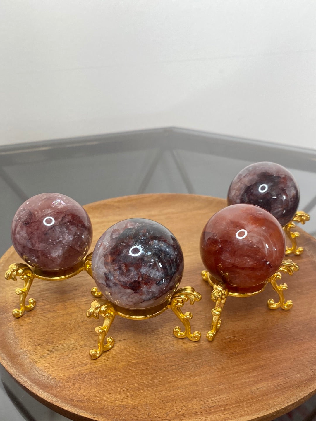 MEDIUM FIRE QUARTZ SPHERES A - D