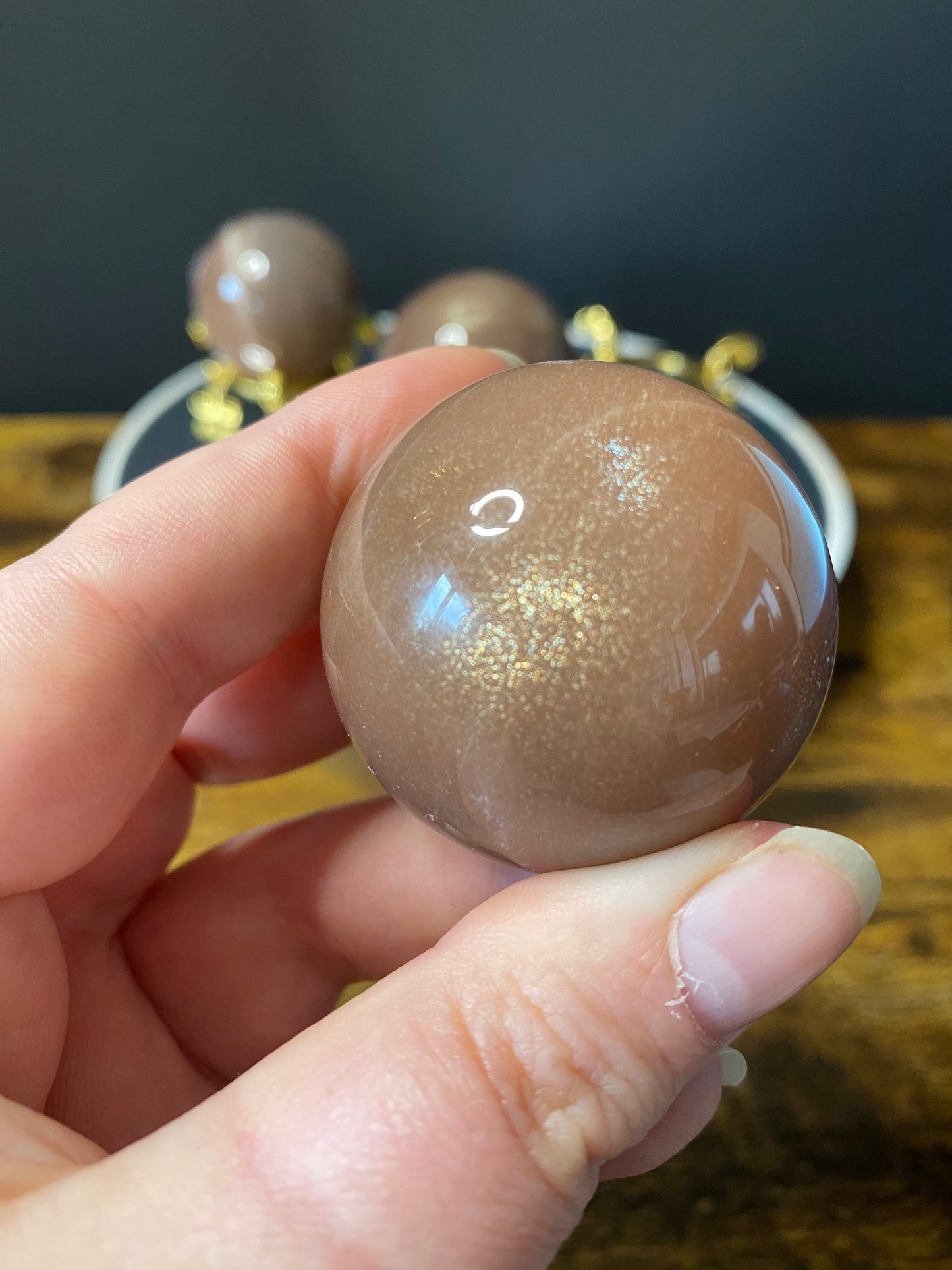 PEACH MOONSTONE SPHERES A - C