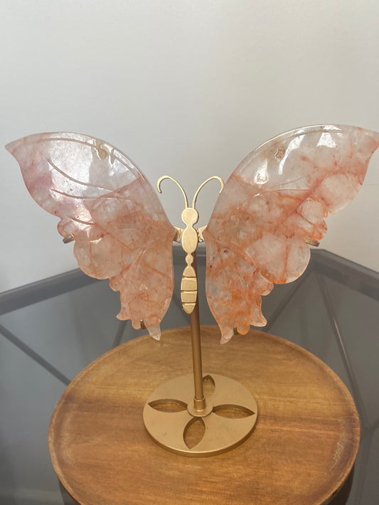 FIRE QUARTZ BUTTERFLY WINGS AND STAND