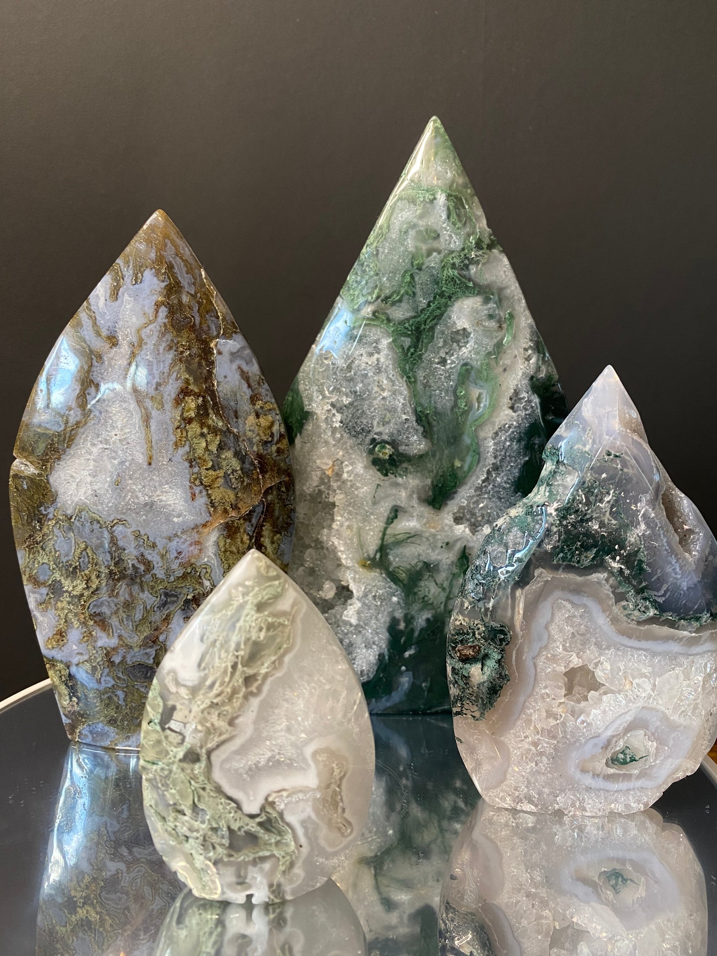 MOSS AGATE STANDS A - D