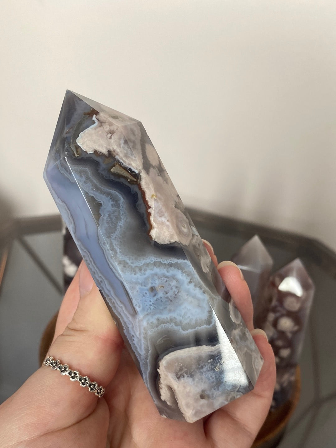 BLACK FLOWER AGATE TOWERS A - E