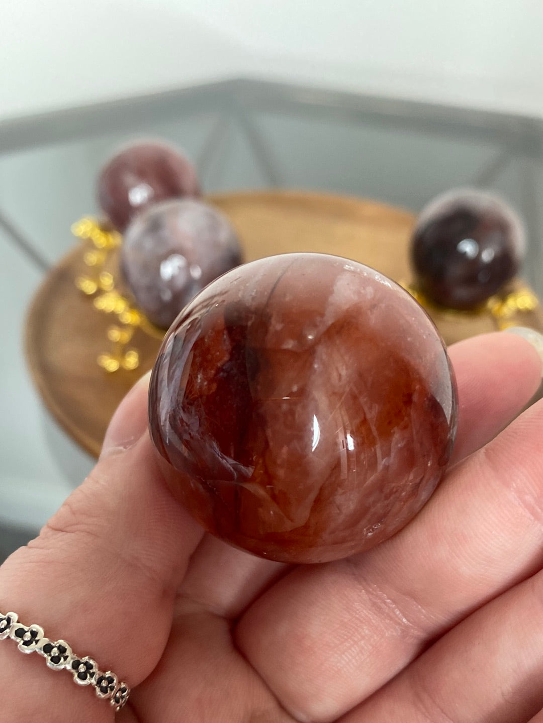 MEDIUM FIRE QUARTZ SPHERES A - D