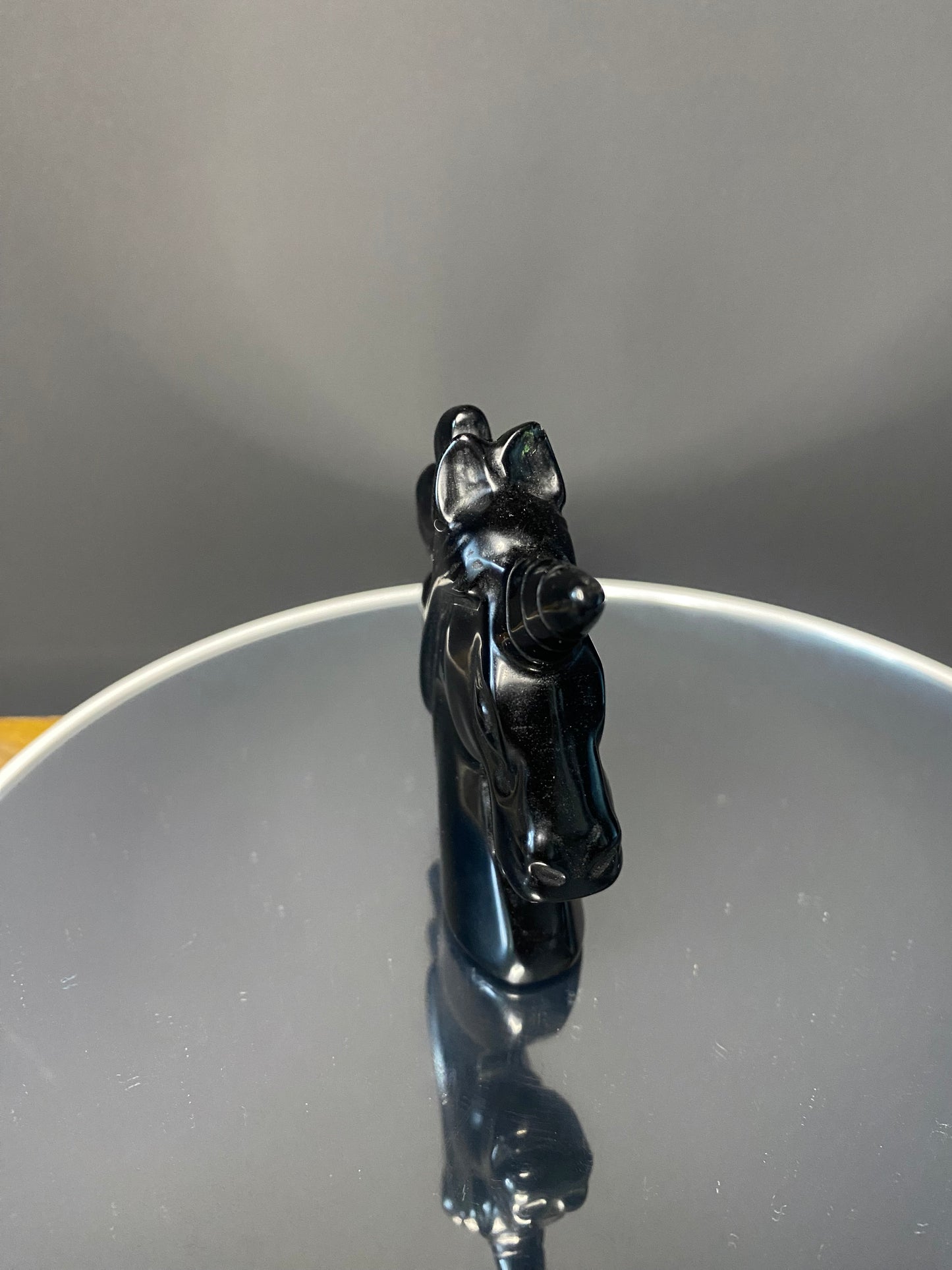 BLACK OBSIDIAN UNICORN CARVING