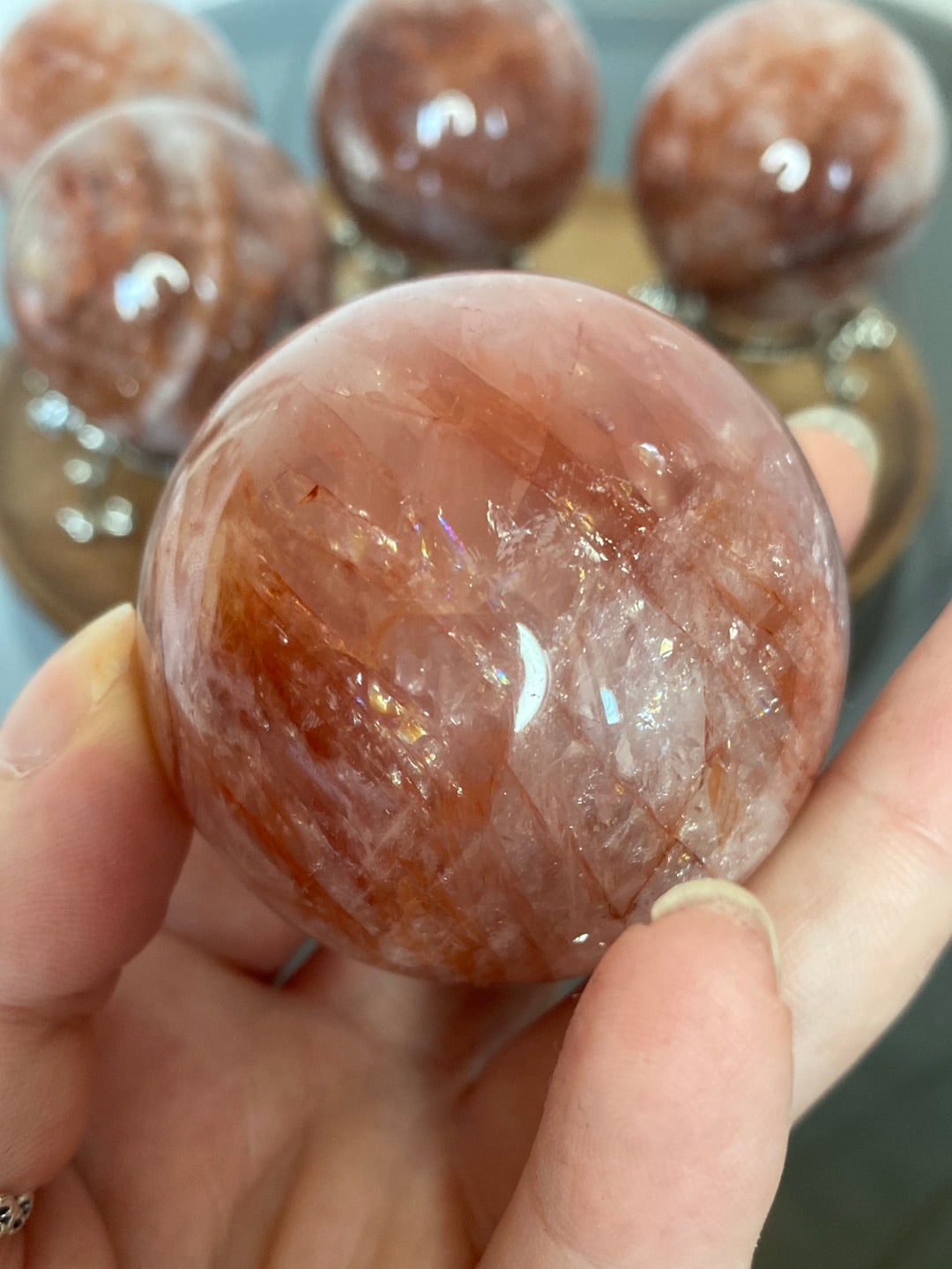 LARGE FIRE QUARTZ SPHERES A - E