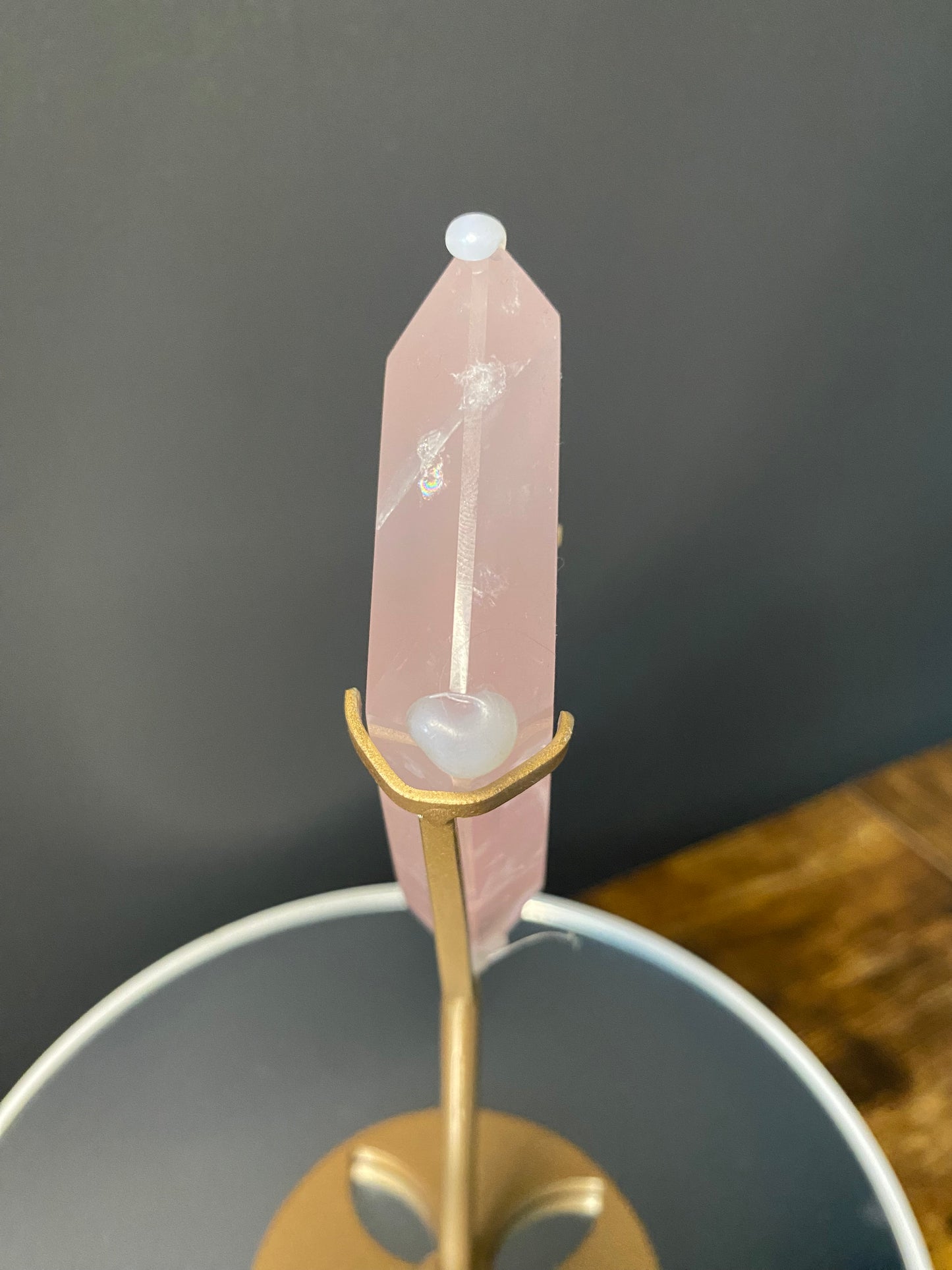 ROSE QUARTZ CARVING ON STAND