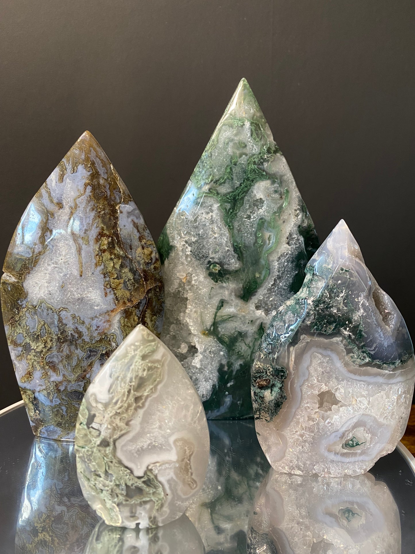 MOSS AGATE STANDS A - D