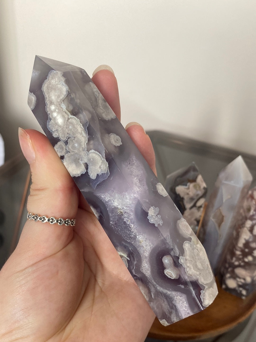 BLACK FLOWER AGATE TOWERS A - E