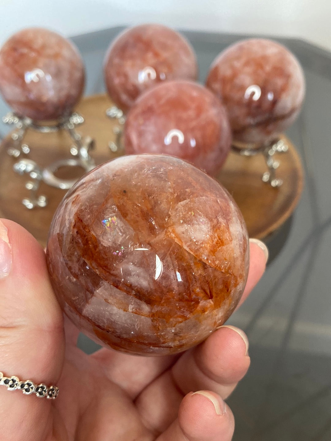 LARGE FIRE QUARTZ SPHERES A - E